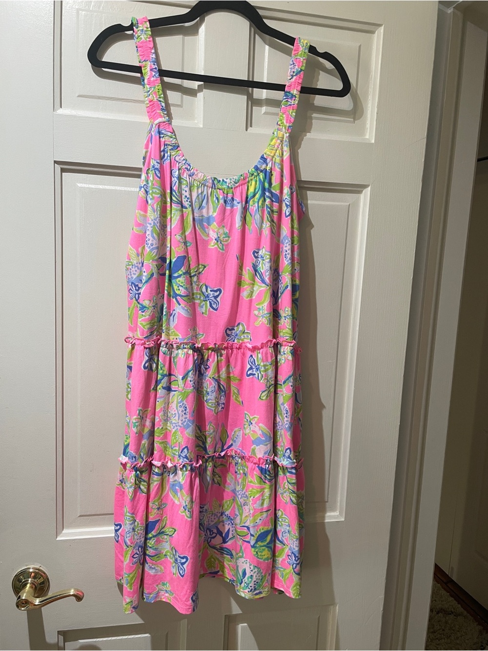 Lily Pulitzer sz L. Floral Tiered Sundress Loro dress Squeeze the day